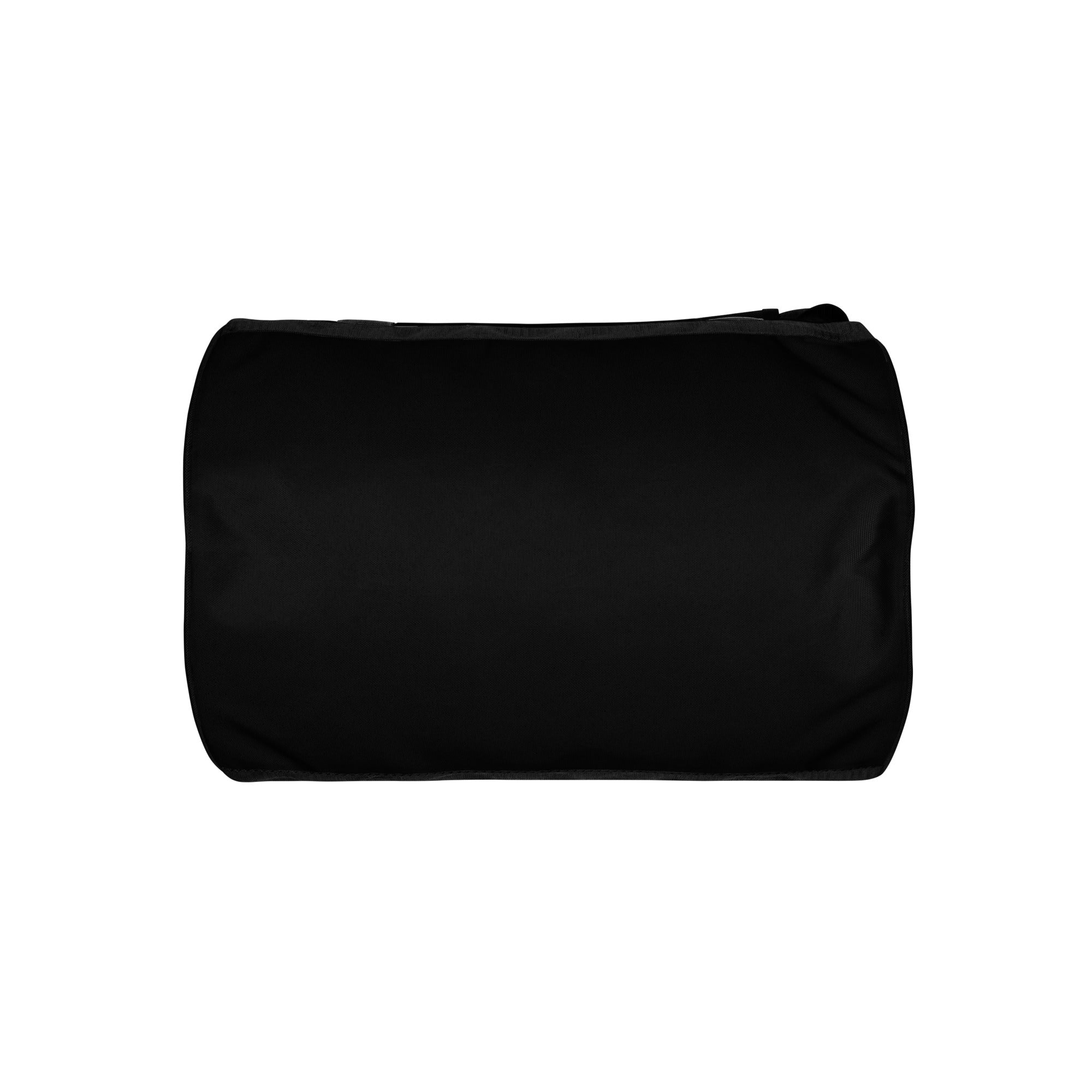Black duffel bag bottom view